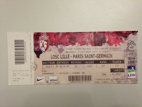 Ticket match lille paris psg - lille,