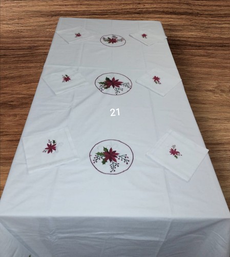 Nappe blanche brodée main - blanche,