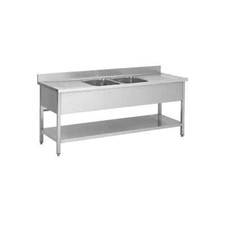 Plonge en inox – 2 Bacs – 2 égouttoirs - Equipement Cuisine - Professionnel