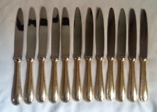 12 COUTEAUX à DESSERT métal doré PERLE lames inox NOGENT