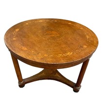Table Empire ronde ancienne marquetée du début du XIXe siècle