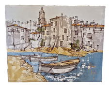 Bernard Dufour (1922-2016) - HST de la série "Port de St Tropez" 46 x 37,5 - 70'