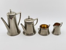 Service à Café, Thé, Sucre, Lait - Travail Allemand XXème - Métal Argenté - 14#