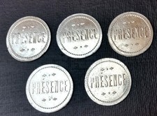 Lot 5 jetons de nécessité "Présence" (Très beau, jamais circulé)