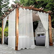 2 Panneaux Blanc Transparent Rideaux Canne Poche Étanche Fenêtre Voile pour Neuf