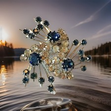 Broche ancienne cristal bleu