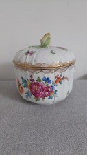 SUCRIER POT COUVERT PORCELAINE POSTCHAPPEL DRESDE  MEISSEN ? REX ? DRESDEN ?