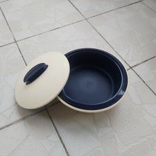 Plat de service soupière  rond iso duo bleu beige tupperware  1.6 litre 