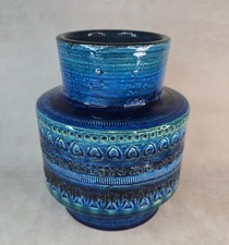 Aldo Londi Rimini Blu, Illums Bolighus , Bitossi Gros Vase Decors En Relief 1960