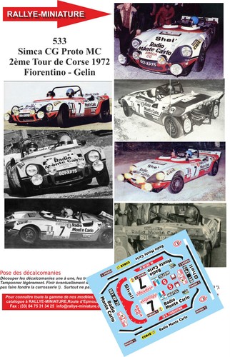 Decals ref 0533 simca cg - ref,
