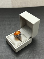ancienne bague argent massif ambre Baltique