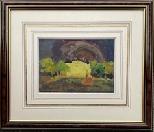 JEAN ADRIEN MERCIER BELLE GOUACHE ORIGINALE 1926 CHÂTEAU CHÂTEAUBRIANT ORAGE