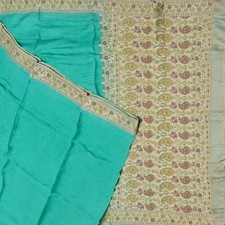 Namaste Ancien Bleu Canard Saris 100% Pure Soie Tissé Indien 4,57 M Artisanat