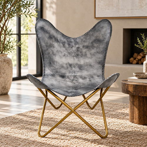 Fauteuil club papillon cuir - club, en