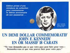 Demi-dollar commémoratif - Or 18 carats - 30 ans de la mort de JFK
