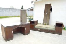 -EXCEPTIONNEL ENSEMBLE BUREAU ART DECO FER FORGE PIECE UNIQUE BANQUETTE PORTES D