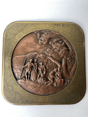 Ancien bas relief cuivre - ,