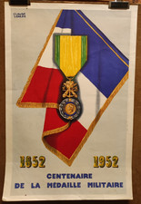 Affiche originale ancienne Centenaire de la médaille militaire 1852-1952 /RS486