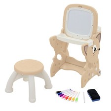 Table d’activités enfants 3en1 avec double tableau magnétique/LCD siège marron