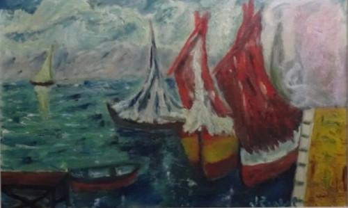 Tableau huile paysage marin - paysage,
