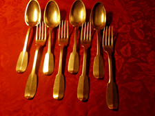 4 couverts, Reims 1789, Mo JT Lelarge, en argent massif armoiries