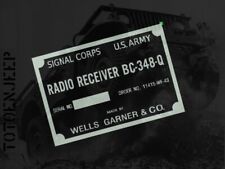 plate plaque LABEL plaquette POSTE RADIO BC-348 Q  .... jeep dodge us ww2