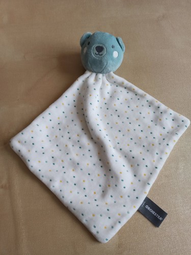 Doudou tête ours plat bleu