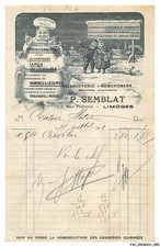 FAC-BFP1-0272-FACTURE - CHARCUITERIE - COMESTIBLES - P SEMBLAT - LIMOGES - 191