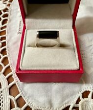 ANCIENNE BAGUE TANK  ARGENT MASSIF AJOURÉE -  PIERRE ONYX VÉRITABLE - T51