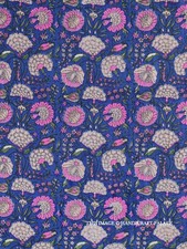 Bleu Rose Floral Bloc Imprimé