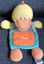 951?Doudou plat canard Poussin Chicco Bleu Jaune Orange