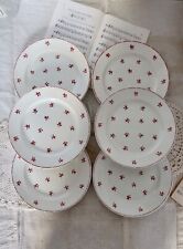 6 assiettes à dessert anciennes faïence Belge Nimy motif rouge