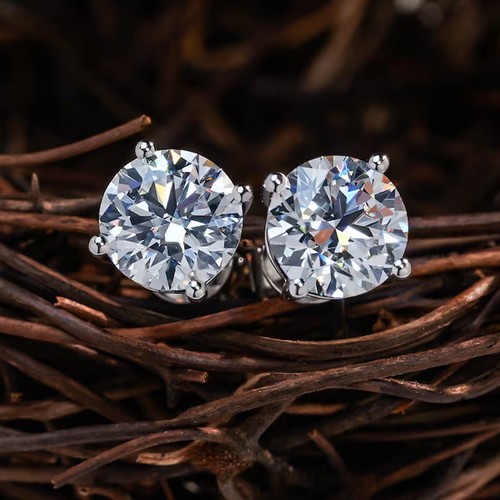 Clous solitaire diamant - , blanc