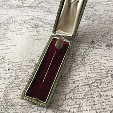 Épingle de Cravate Damasquiné XIXè Bel Ecrin French Victorian Damascene Pin 19C