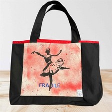 Grand Tote bag street art “Fragile” – Création originale peinte à la main 