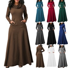 Robe Longue À Col Haut Pour Femme Tenue Décontractée À Manches Longues /