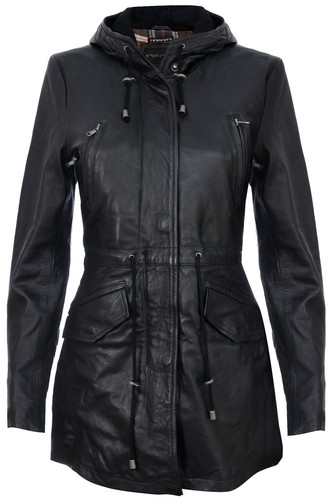 Parka femme noir cuir à - en,
