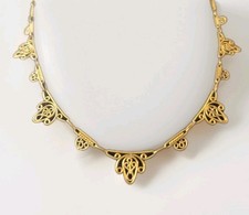 Ancien Collier Ras De Cou Draperie En Plaque Or