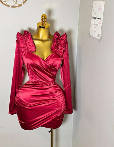 Burgundy satin ruched - burgundy,