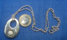 B32 Chaine Maille Corde Argent Massif 925 Pendentif Design Moderne Pierre LANG