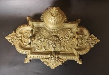 Rare encrier ancien en bronze Napoléon III Décor Lion Antique French Inkwell XIX