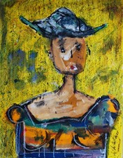 Art brut,singulier,neo expressionnisme sur papier 65x50cm