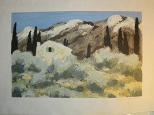 Eugène BABOULENE (Toulon 1905-1994) LITHO ORIGINALE PAYSAGE PROVENCE MARSEILLE