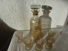 ancien service a liqueur digestif rayures doré vintage