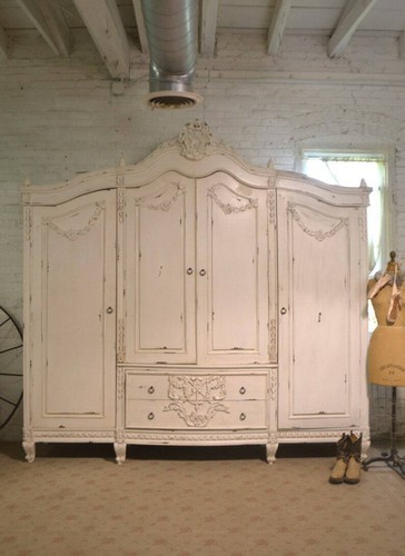 French armoire painted cottage - french,
