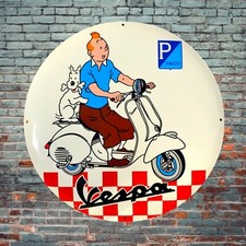Plaque émaillée TINTIN VESPA