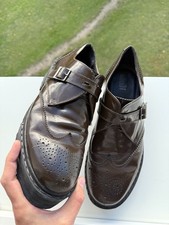 Brown Oxford Shoes Size 44.5 – Platform Vibram Sole – Glossy Leather – Good Cond