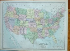 1879 Ancien Carte États-unis