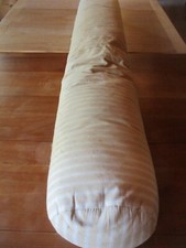 Traversin polochon coussin oreiller ancien en plumes toile à matelas 146 x 24 cm