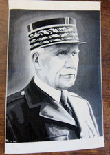 tres beau portrait sur soie  representant  le maréchal Petain